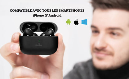 Écouteurs Bluetooth Intra-auriculaire, Noir, Pour iPhone, Android, ordinateur & tablette